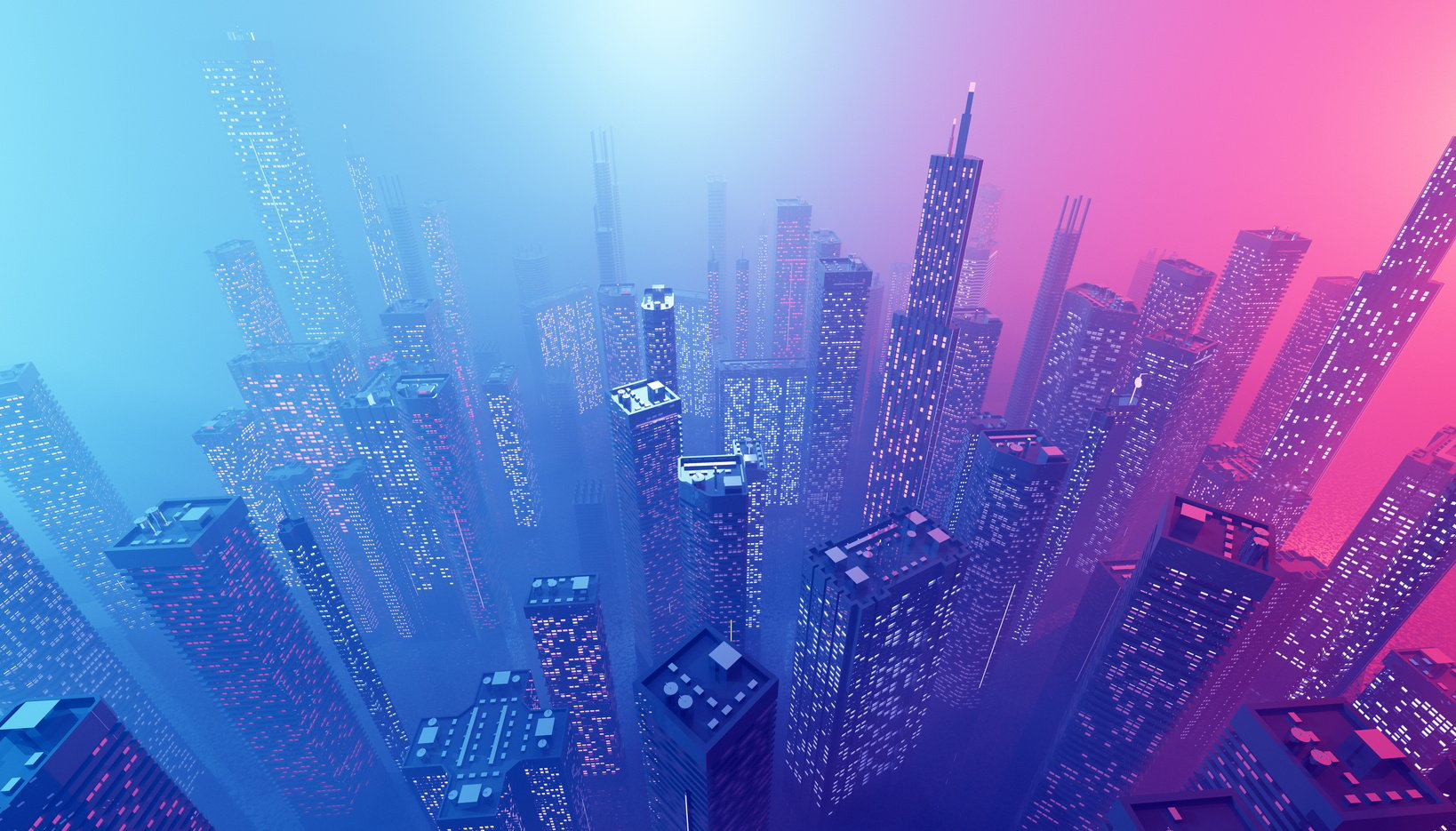 Future City Downtown with Skyscrapers